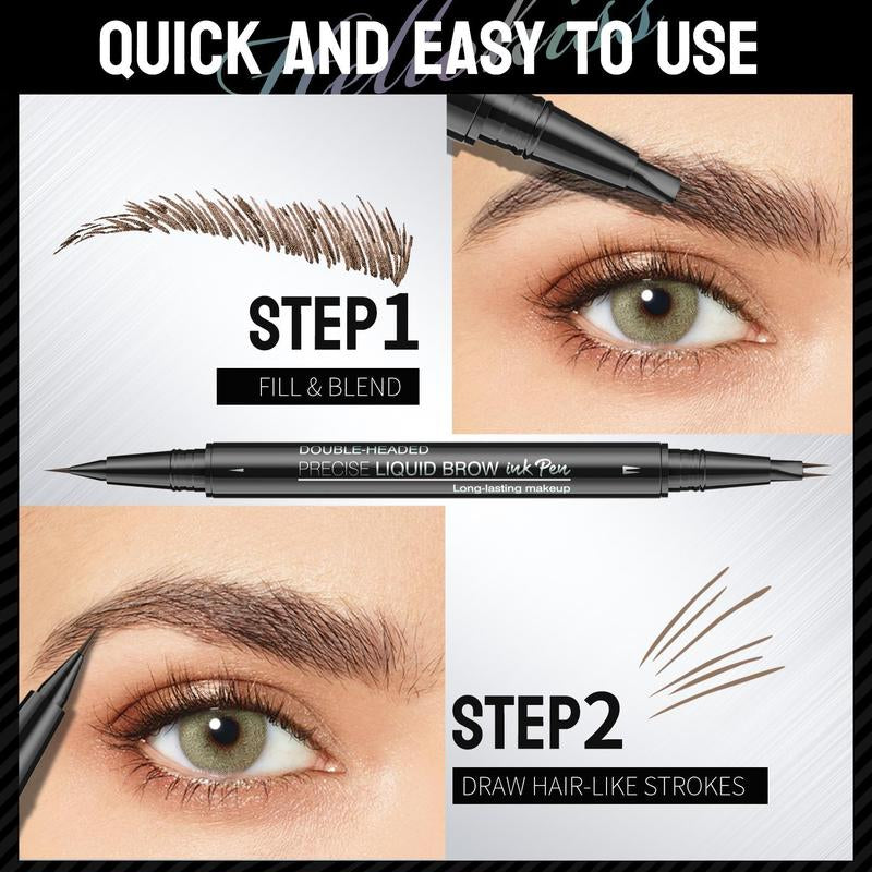 Double-Ended Eyebrow Pencil, 1 Box Waterproof Long Lasting Liquid Eyebrow Pencil, Natural Eyebrow Pencil, Eye Brow Makeup Tool for Women